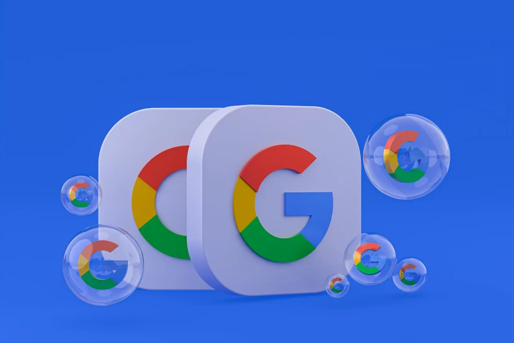 Emoticón de buscador dentro de burbujas o app con fondo azul.