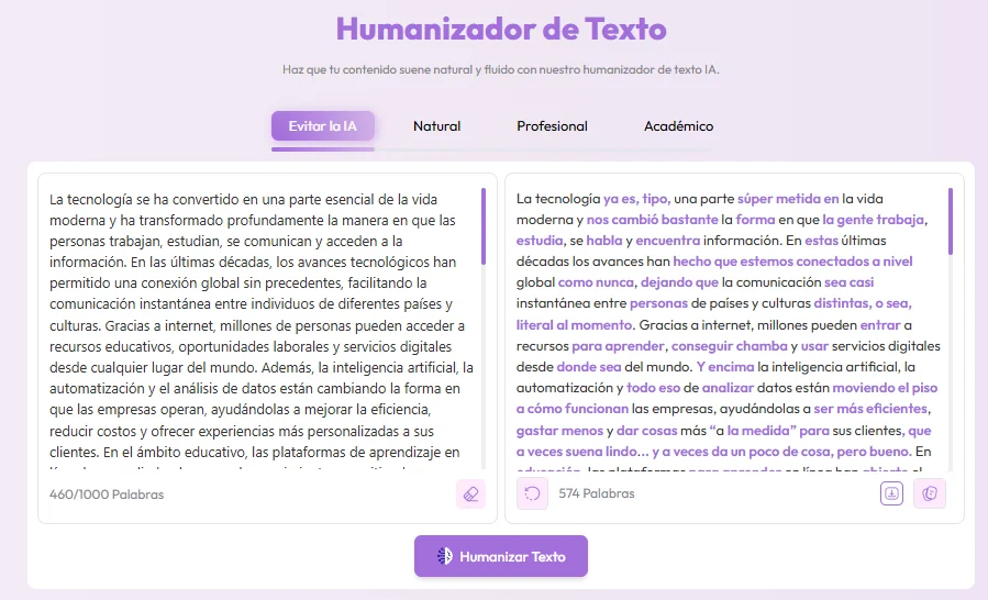 Humanizadortexto para que el contenido generado por IA suene más natural